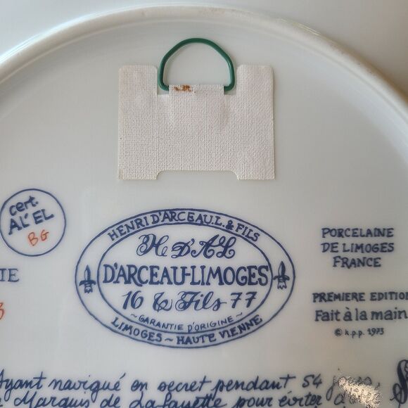 Vintage D'Arceau Limoges Lafayette Legacy Collector Plate 2 North Island Landing - Picture 9 of 10